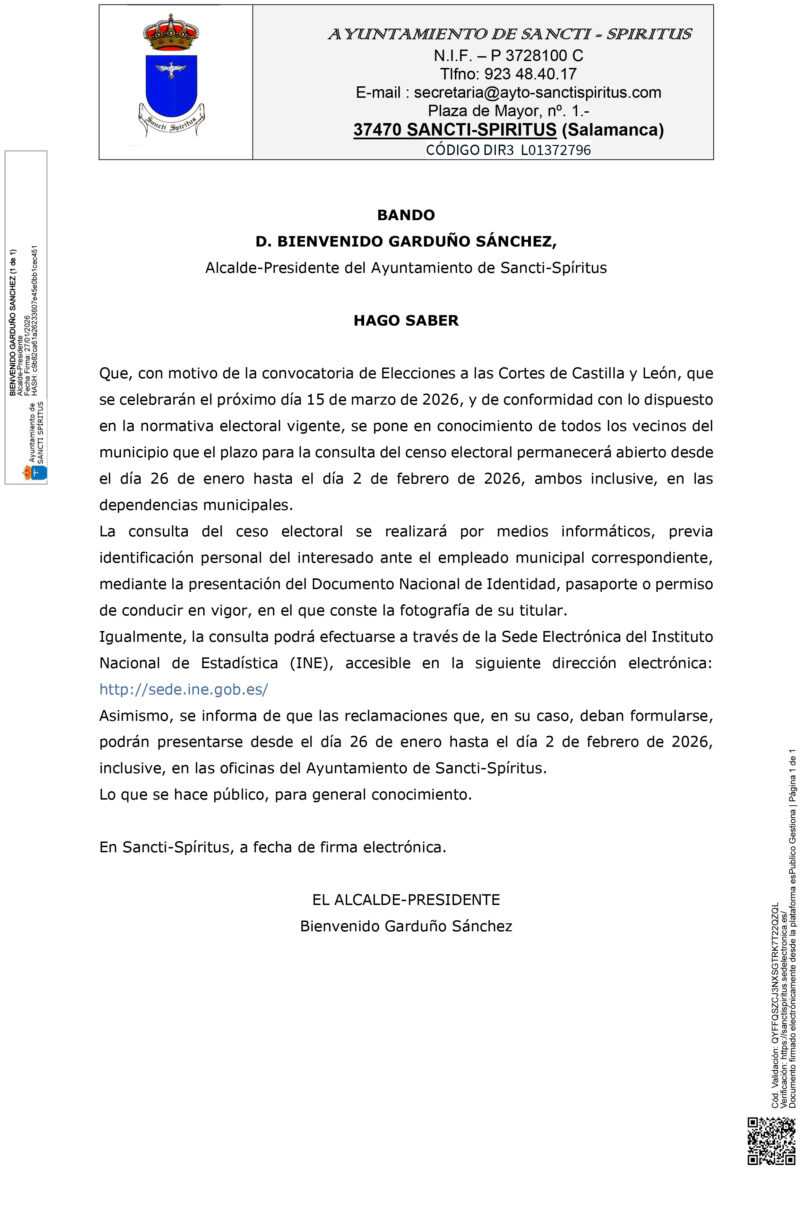 CONSULTA CENSO ELECTORAL ELECCIONES CORTES CASTILLA Y LEÓN