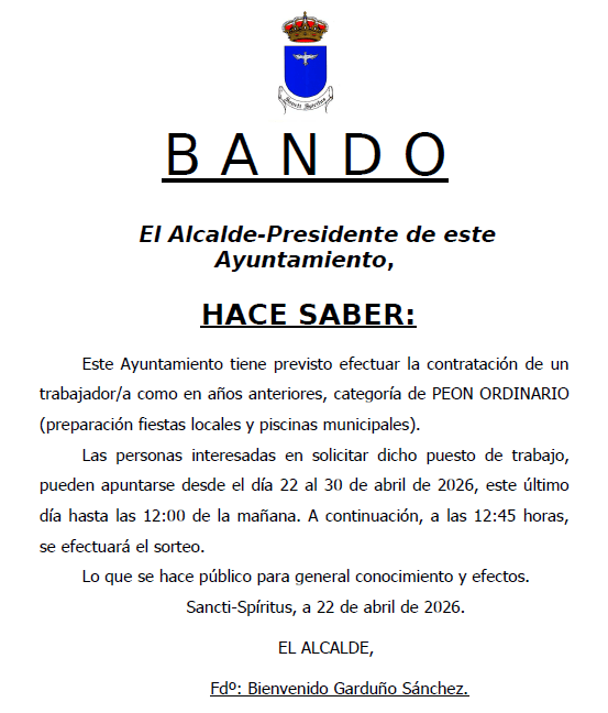 BANDO PEÓN ORDINARIO