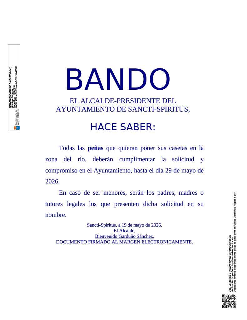 BANDO SOLICITUD DE INSTALACIÓN DE CASETAS PARA LOS CORPUS 2026
